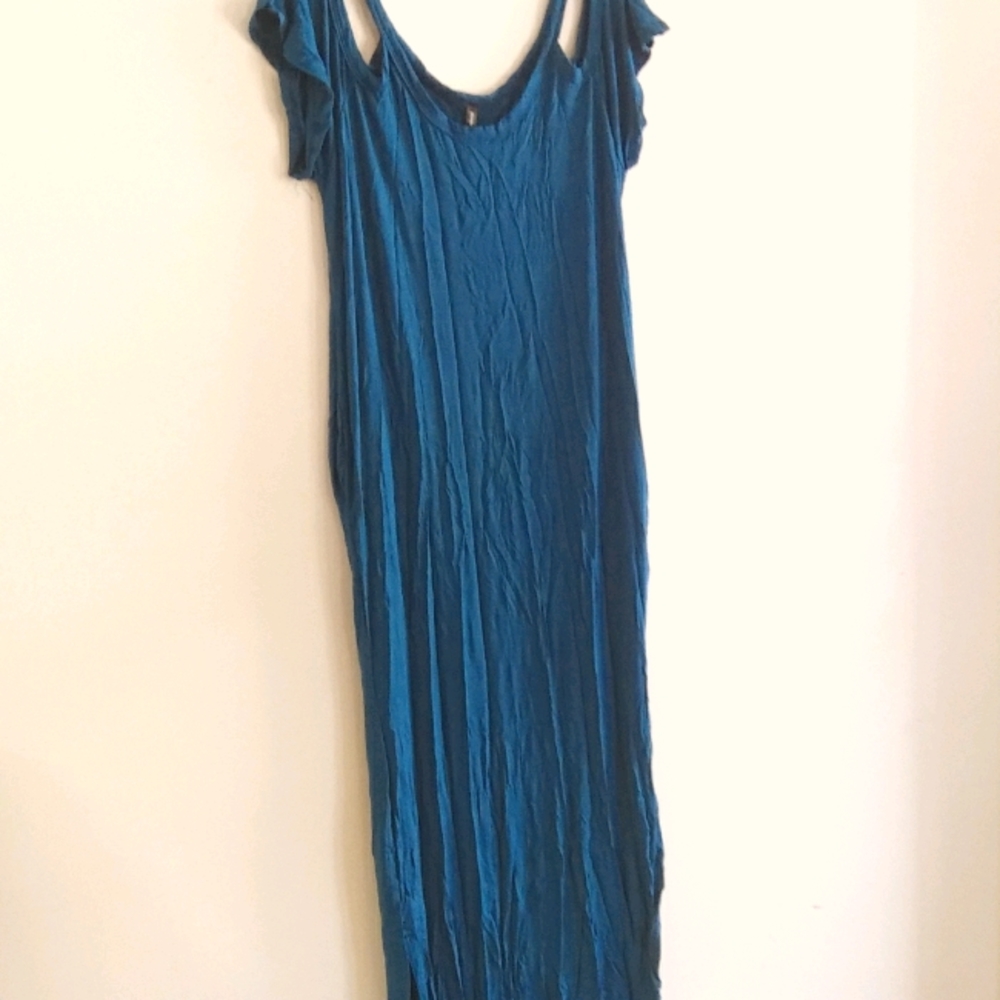 Turquoise / Teal maxi dress short sleeve sz M NWT